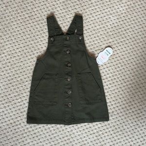 NWT Wonder Nation Girls Green Denim Overall Dress 2T